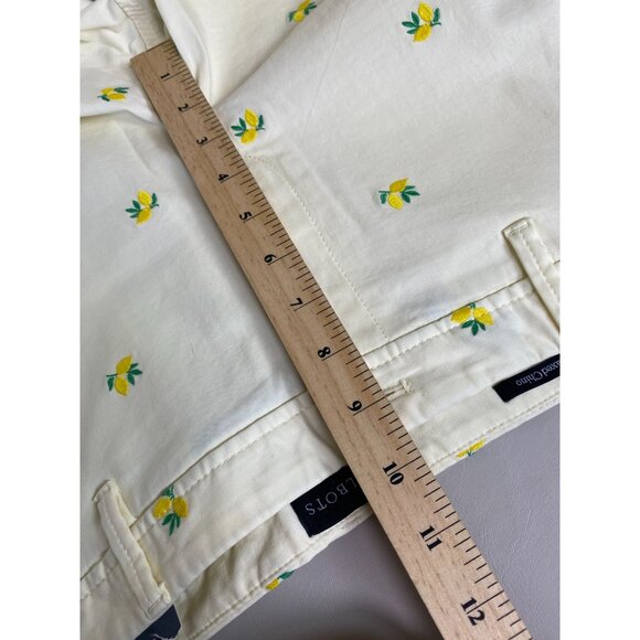 NWOT Talbots Womens Relaxed Chino Pants Lemon Embroidered Size 8 Petite Novelty - Picture 7 of 16
